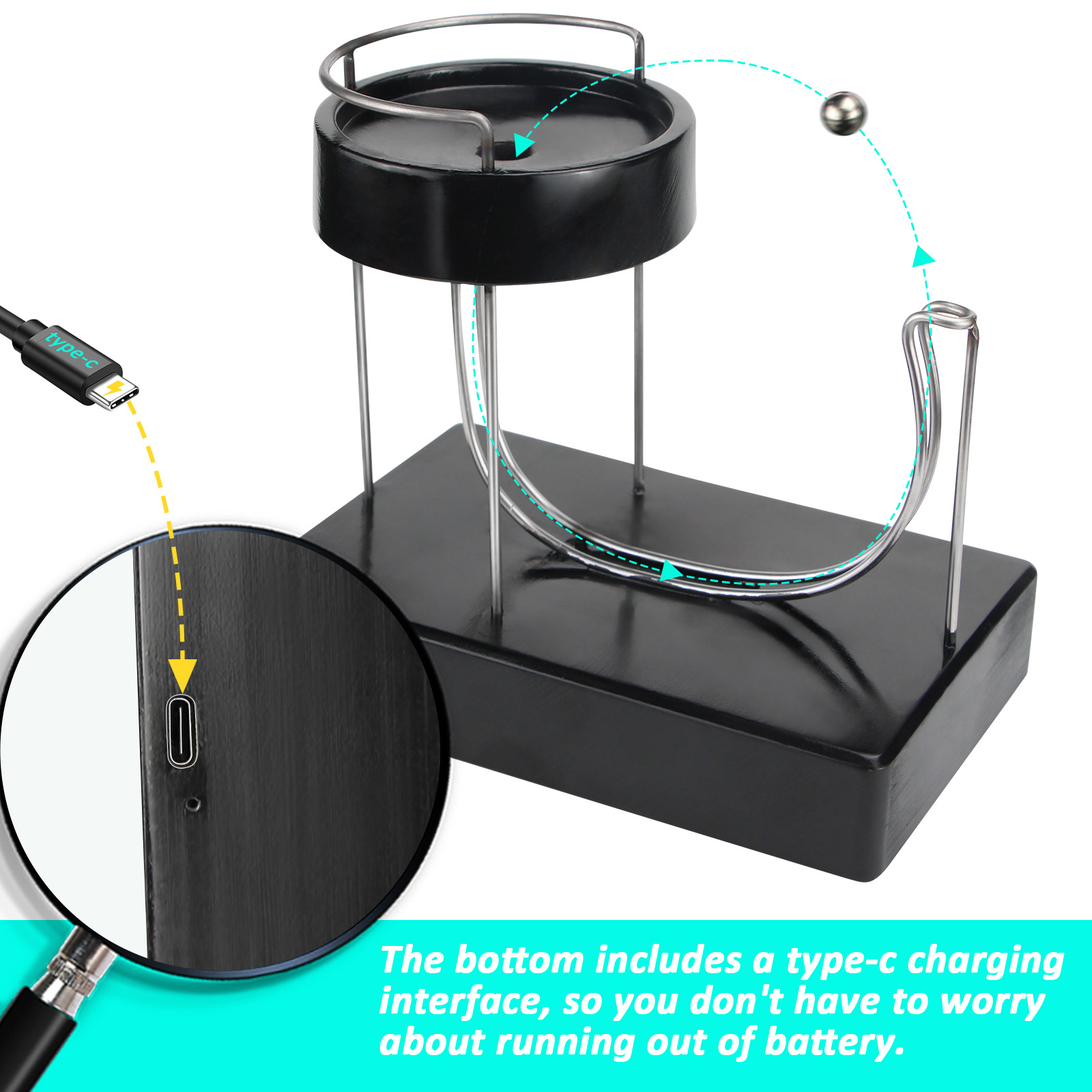 Black Charged Perpetual Plasti - Newton Cradle Large review and price